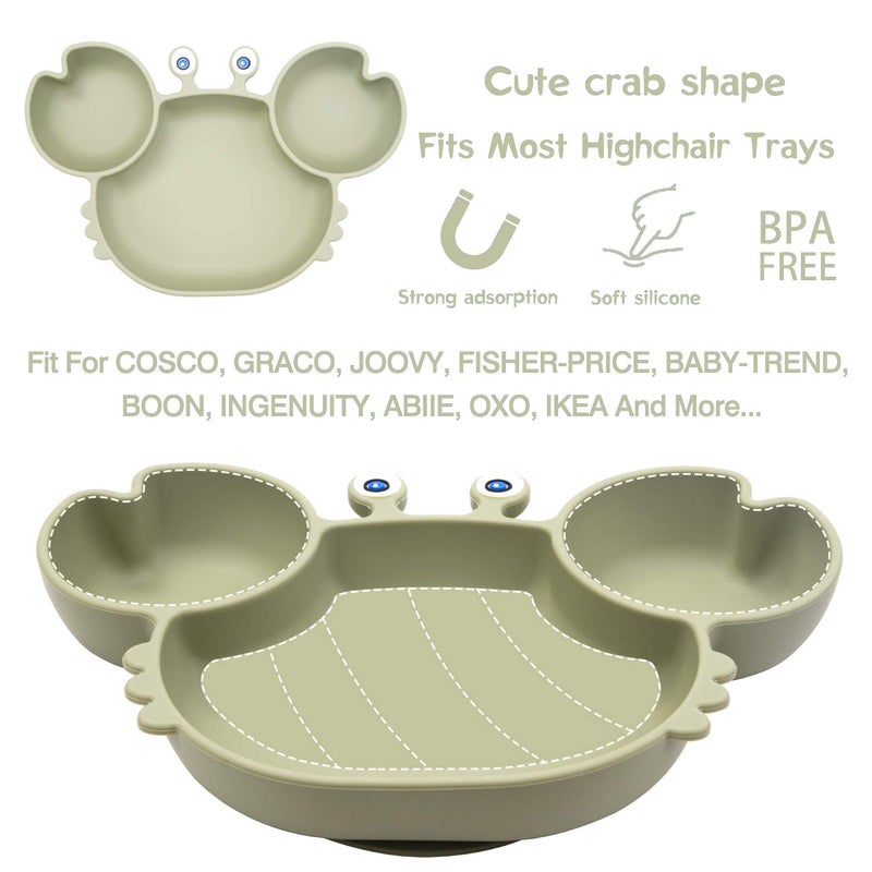 Linowos Silicone Suction Plate for Toddlers - Self Feeding Training Divided Plate Dish and Bowl for Baby and Toddler, Fits for Most Highchairs Trays, BPA Free Microwave Dishwasher Safe - Image 3